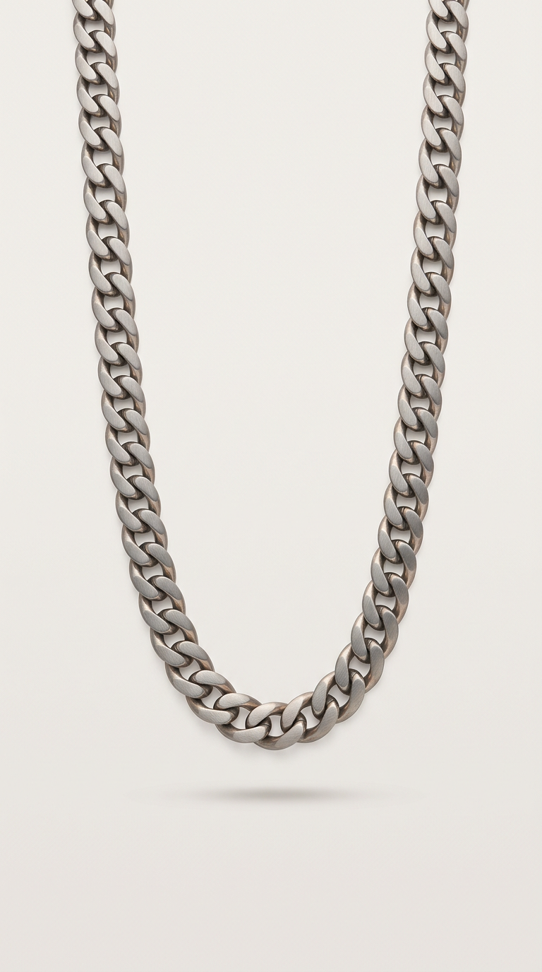 Satin Steel Curb Chain Necklace