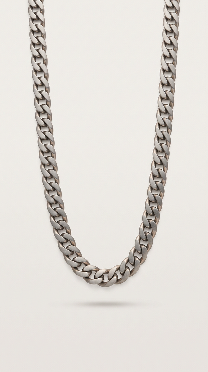 Satin Steel Curb Chain Necklace