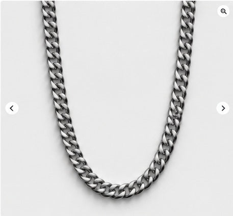 Satin steel curb chain necklace front view