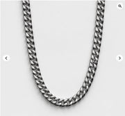 Satin steel curb chain necklace front view